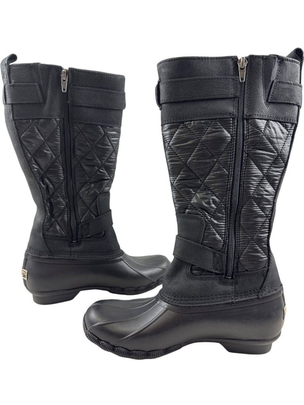 Sperry Saltwater Tall Women's 6 Black Quilted Buckle Duck Boots Waterproof NWOB - Picture 7 of 10